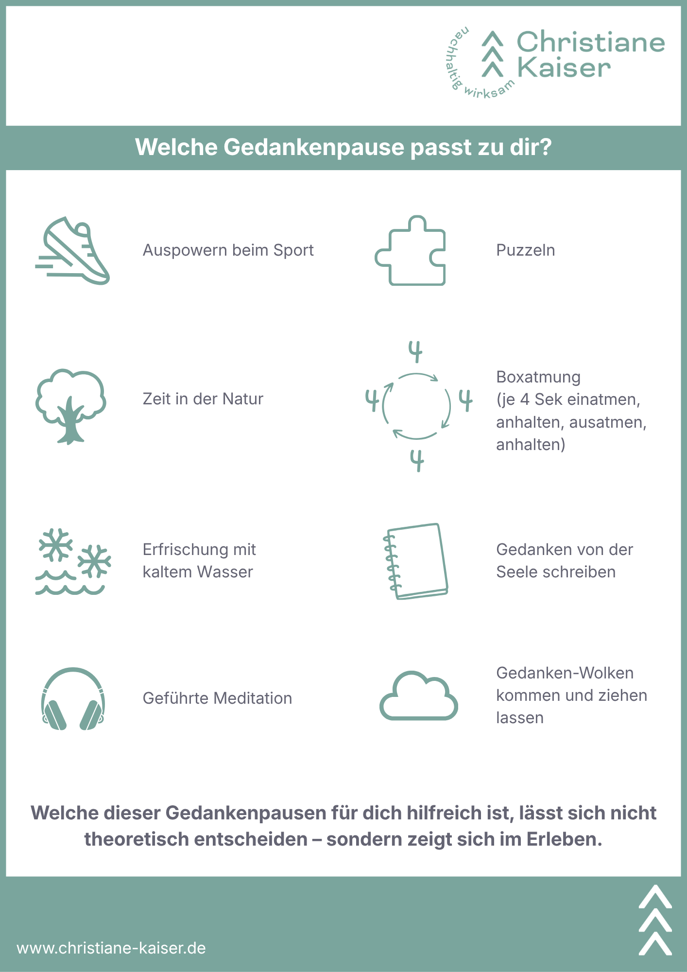 Ideen f&uuml;r Gedankenpausen, wenn das Gedankenkarussel st&auml;ndig kreist